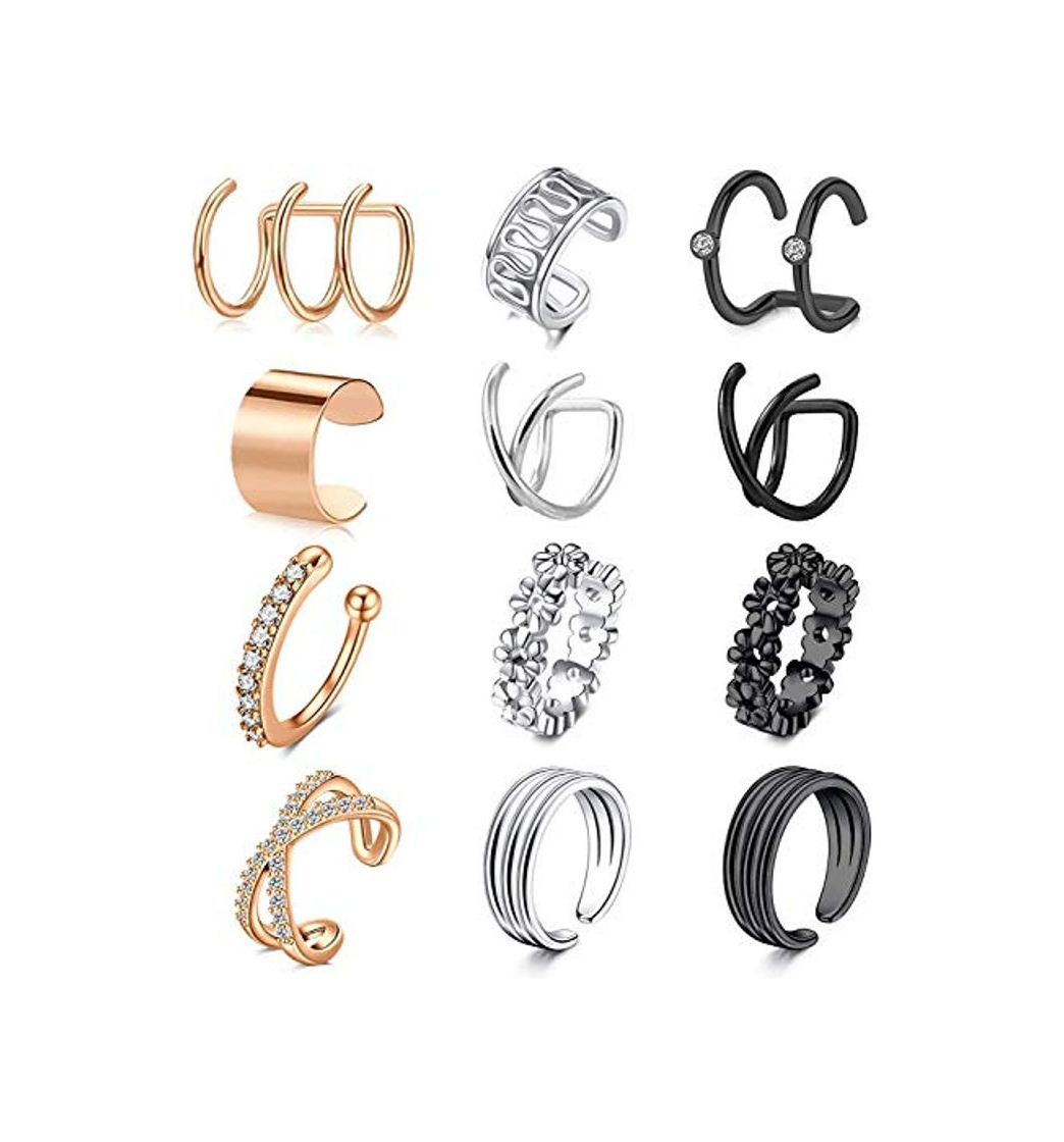 Social FECTAS Ear Cuff Acero Inoxidable Plata Oro Rosa Falso hélice Clips Anillo sin Pendiente Piercing