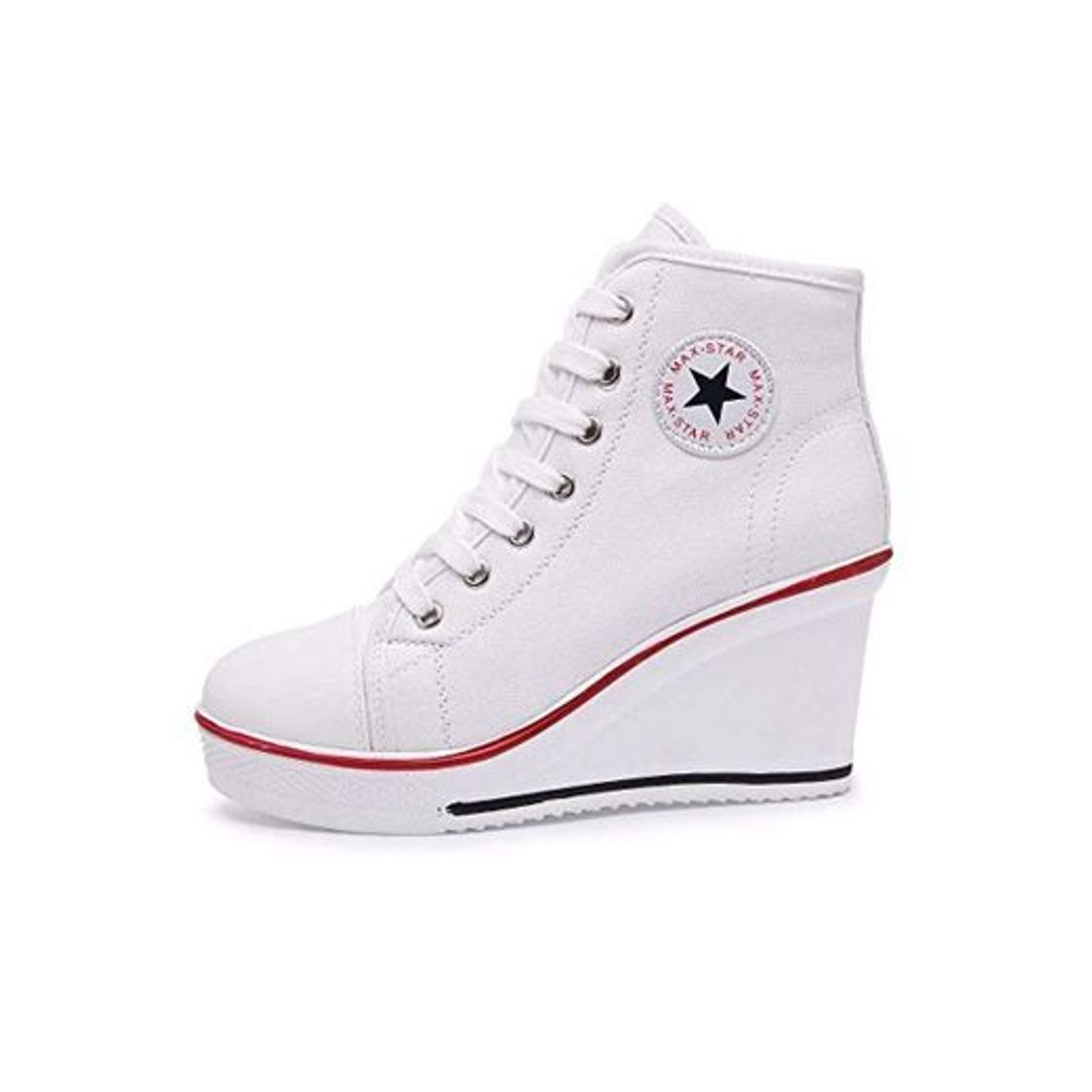 Moda Mujer Cuñas Zapatos 35-43 EU De Lona High-Top Zapatos Casuales Talla Grande