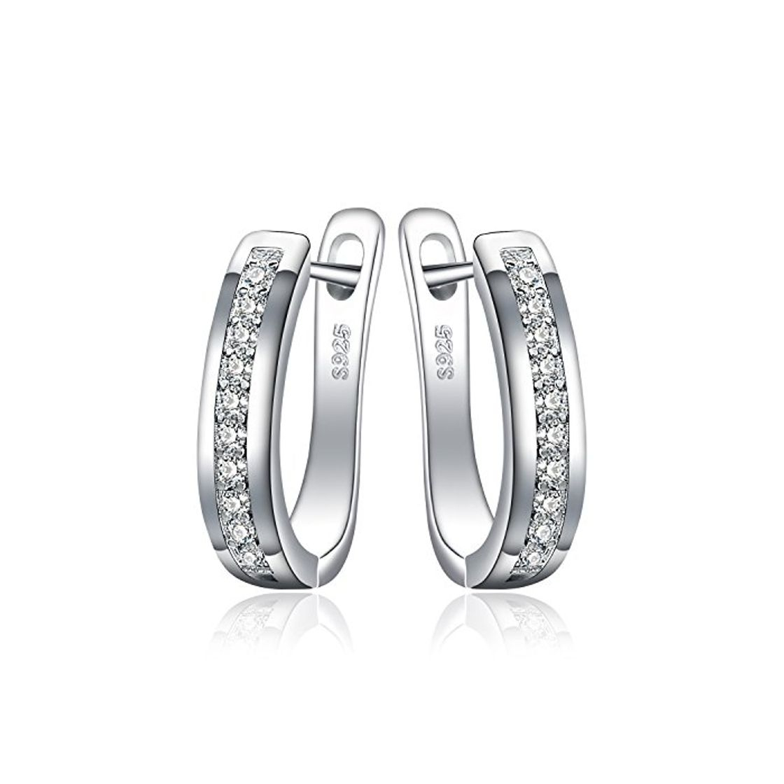Social JewelryPalace Pendientes de Aro Eternidad Zirconia Cúbica Boda Huggie Con Canal Conjunto Plata de ley 925
