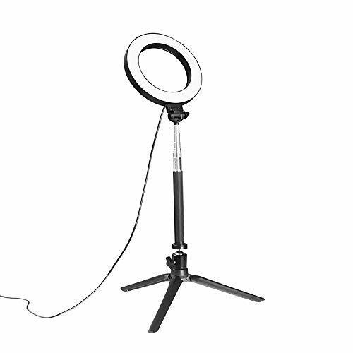 Social Docooler Luz de Anillo LED Regulable con Soporte 3-Colors 360 Rotary USB