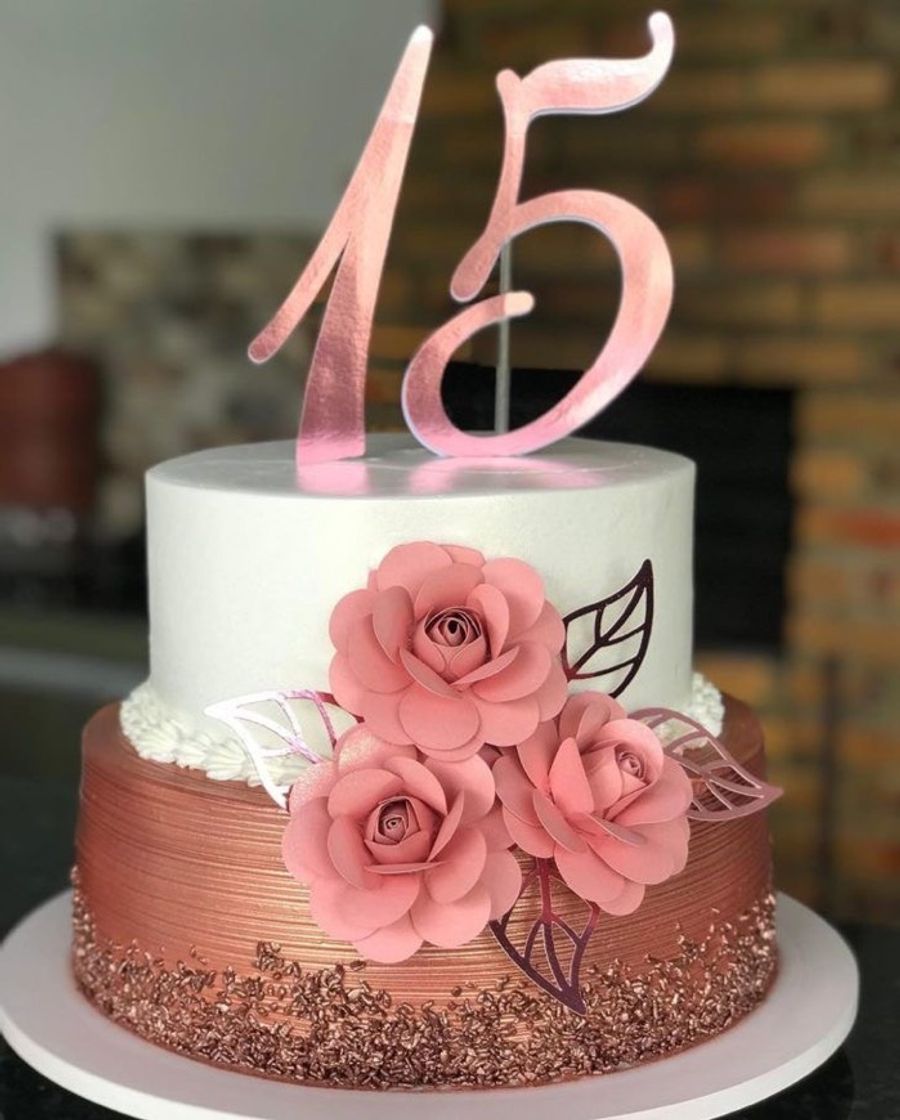 Social bolo de aniversário rose gold