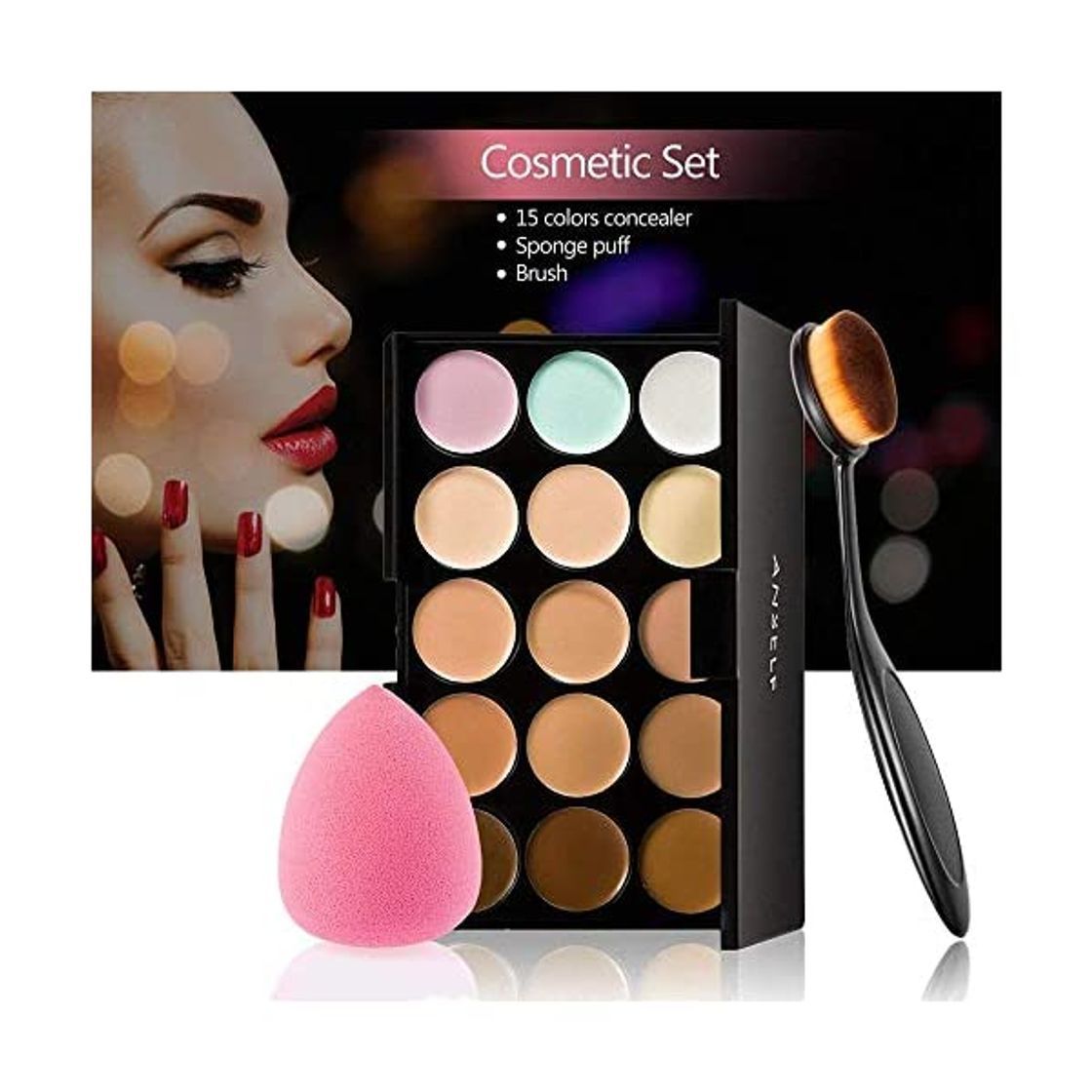 Social Anself - Set de Paleta de Corrector de Maquillaje 15 Colores