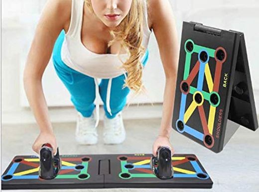 Surplex 9 en 1 Push Up Rack Board System Plegable Push Up Tabla Board Fitness Entrenamiento Gimnasio Ejercicio Stands para el Aptitud Ejercicio Entrenamiento Muscular del Cuerpo Deporte Gimnasio hogar