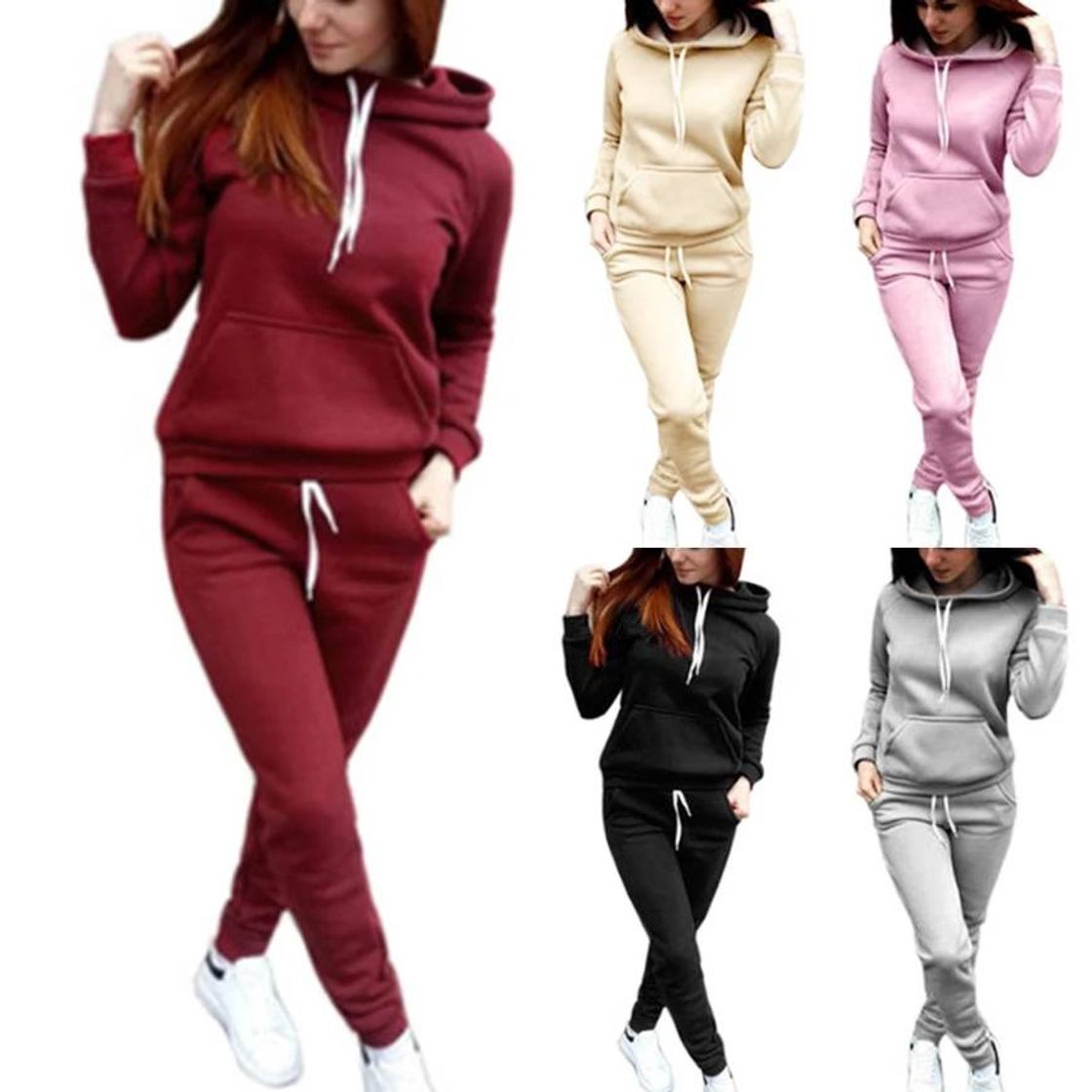 Fashion Conjunto de 2 piezas de sudaderas con capucha para mujer. 