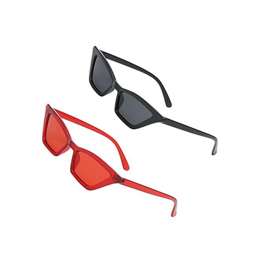 B Blesiya 2pcs Gafas de Sol Ojos de Gato Lente Espejada Anteojos Vinta de UV 400 Sunglasses para Deporte Viaje Playa Verano