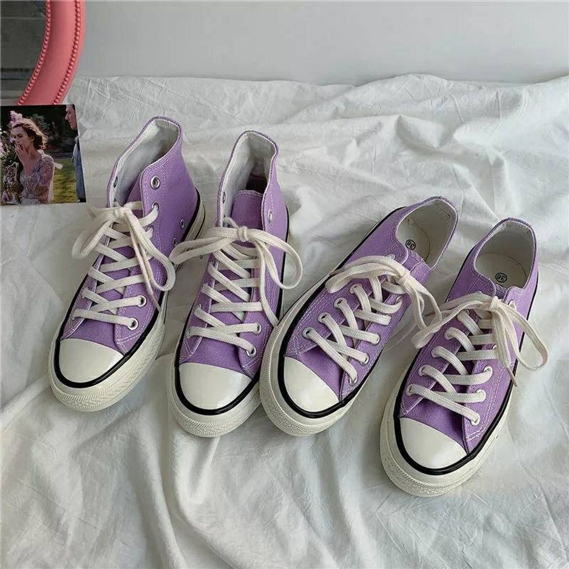 Moda R$ 87,82  45%OFF | Mulher retro roxo tênis de lona sapatos 