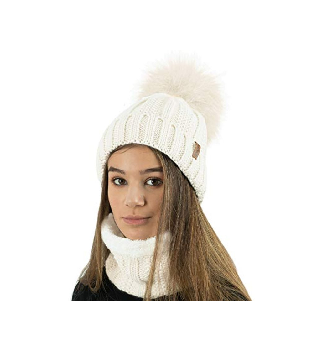 Fashion TOSKATOK Gorro y Bufanda para Mujer de Invierno con Gorro y Forro