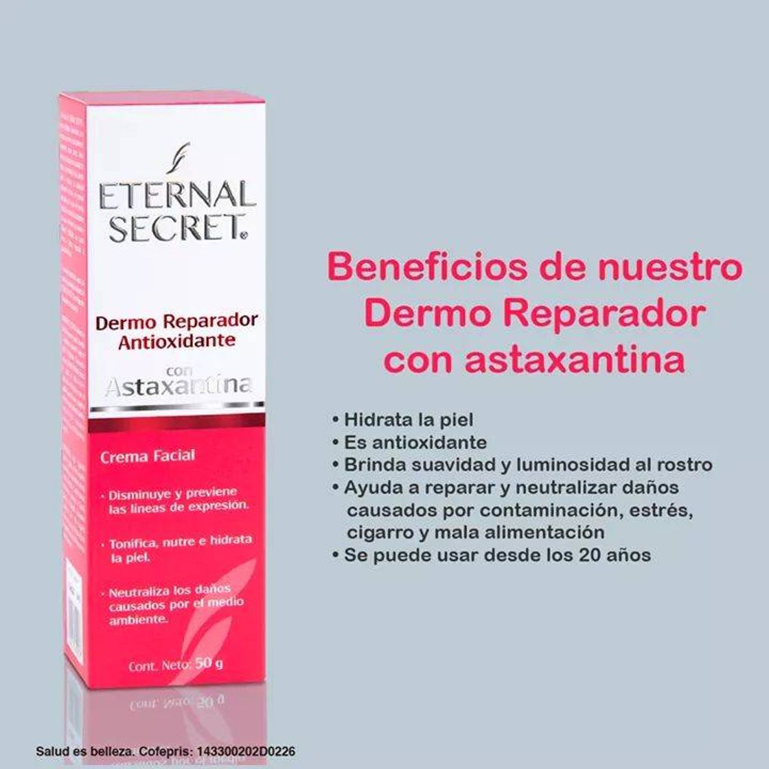 Moda Dermo reparador antioxidante con astaxantina | Eternal Secre