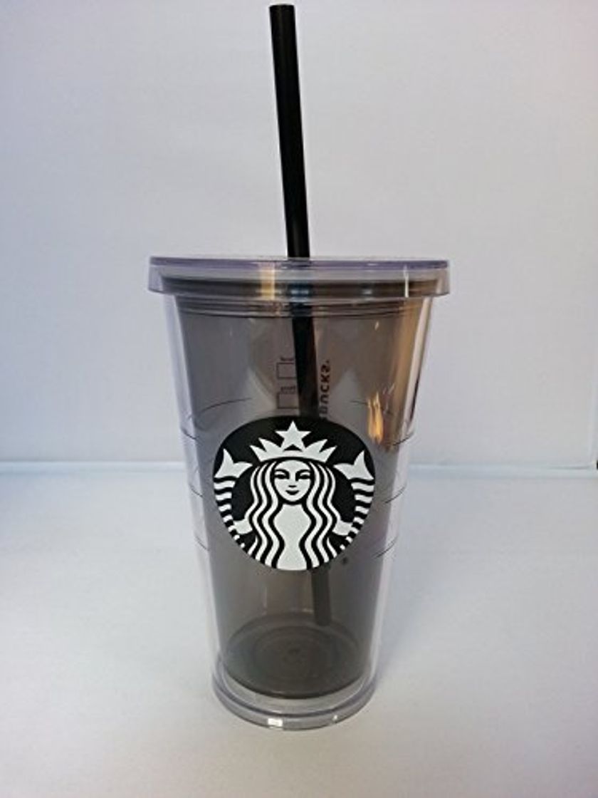 Social Starbucks - Vaso para bebidas frías con tapa y pajita