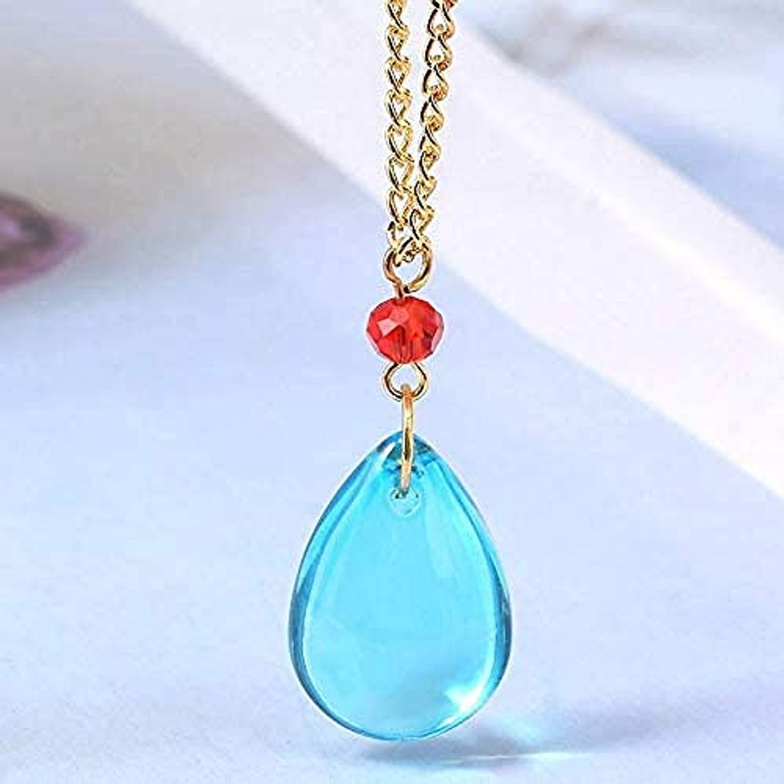 Fashion YANCONG Moving Castle Collar Howl Cosplay Blue Crystal Gold Chain Colgante Collar Clip Pendiente para Mujeres Hombres Gargantilla Joyas