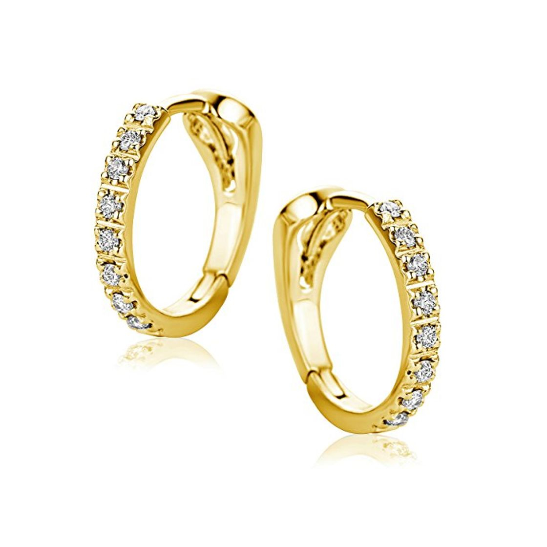 Social Orovi Pendientes Señora aros en Oro Amarillo con Diamantes Talla Brillante 0.10