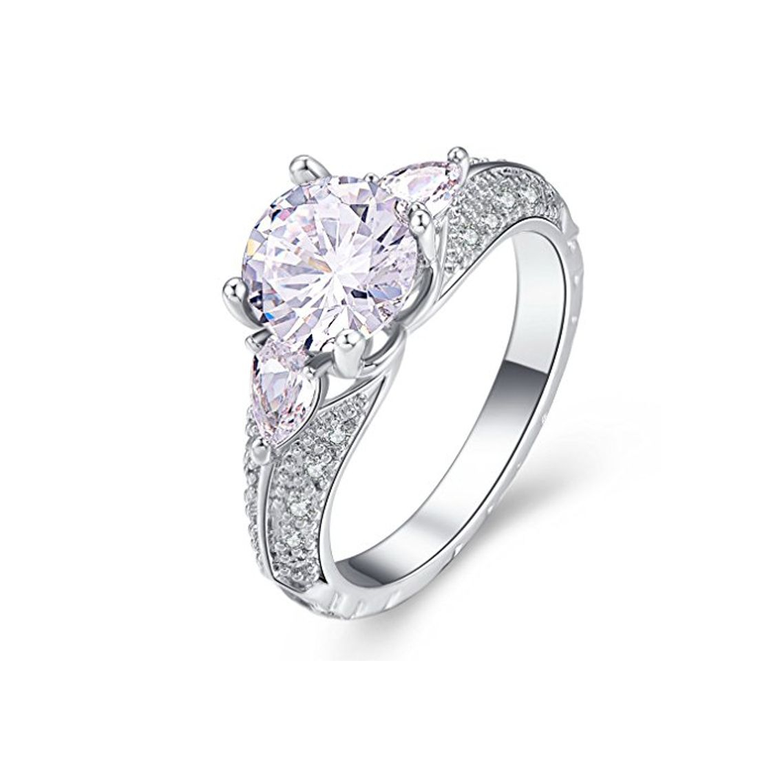 Social YAZILIND Anillo Promesa Hermosa Blanco Cubic Zirconia Platino Chapado En Diamantes de Imitación Compromiso de Boda para Las Mujeres Tamaño 12