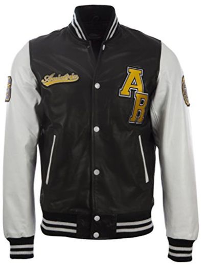 Aviatrix Chaqueta Varsity De Beisbol De Cuero De Vaca Real para Hombre