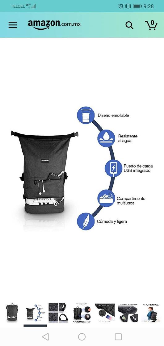 Social RedLemon Mochila Antirrobo Backpack Roll Top Impermeable