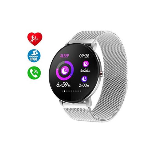 Smartwatch para Hombres Mujeres Niños,Reloj Inteligente Bluetooth IP68 Impermeable,Pulsómetro,Rechazo de Llamada,SMS,Recordatorio de