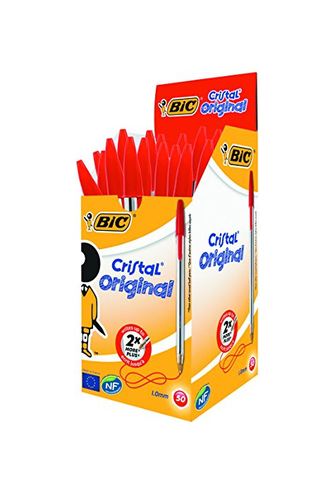 Product BIC Cristal Original - Caja de 50 unidades, bolígrafos punta media