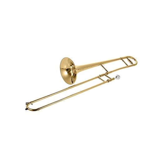 ammoon Trombone Alto Oro de Latón Laca Bb Tono B Plano Instrumento de Viento con Cupronickel Boquilla Palillo de Limpieza Caso
