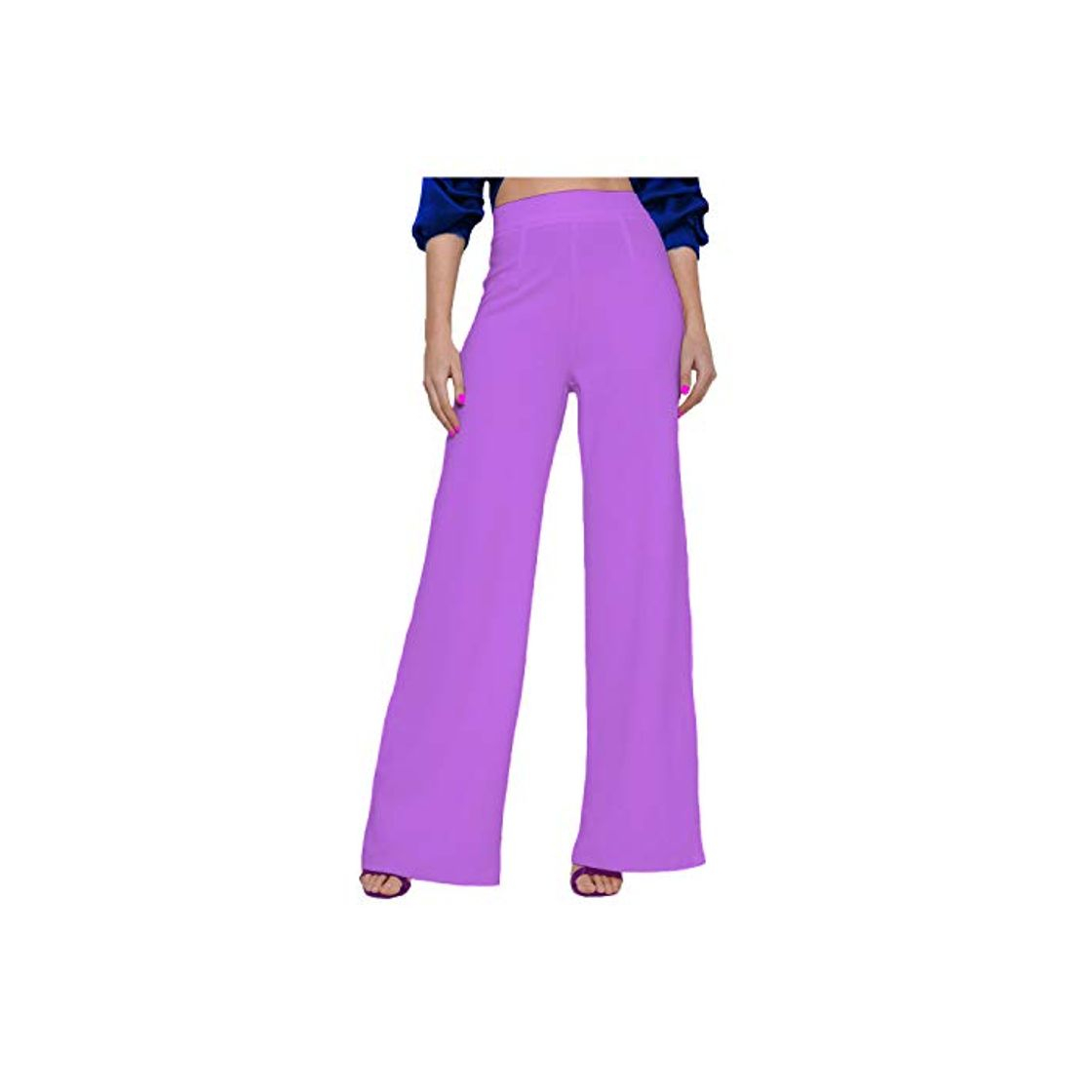 Social Papaval Palazzo - Pantalones anchos acampanados para mujer, talla grande Morado Lila