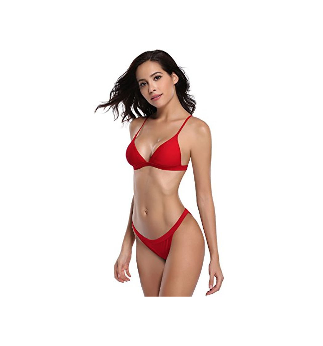 Fashion SHEKINI Traje de baño Acolchado de Dos Piezas triángulo Conjunto de Bikini