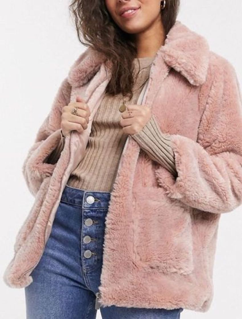 Product Chaqueta borreguito rosa asos