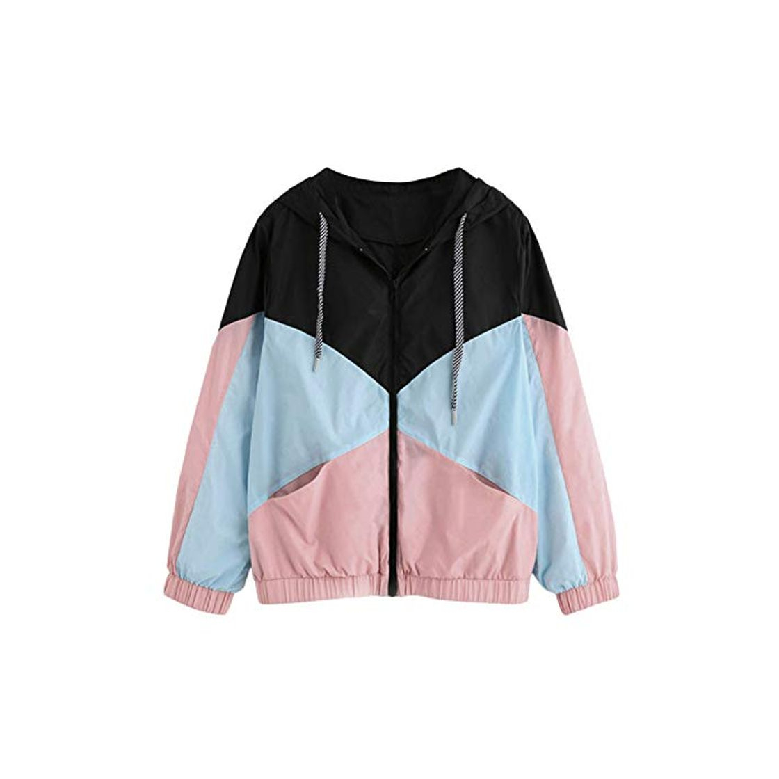 Moda Sudadera Mujer con Capucha Abrigo de Otoño Tops de Manga Larga Patchwork Chaqueta de Cremallera Outwear Tops Camiseta Suelto Baseball Chaqueta vpass