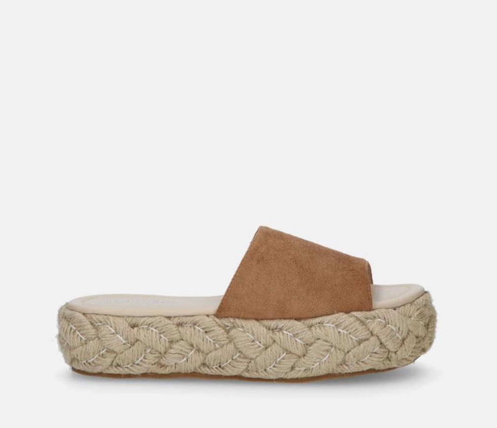 Moda JOYCE - platform straw slider in nude