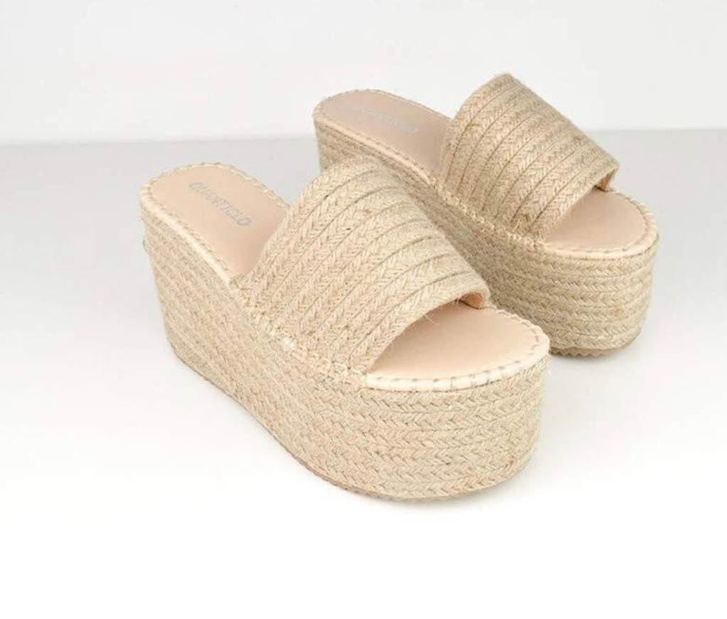 Moda ALEXANDRA - platform straw slider in nude