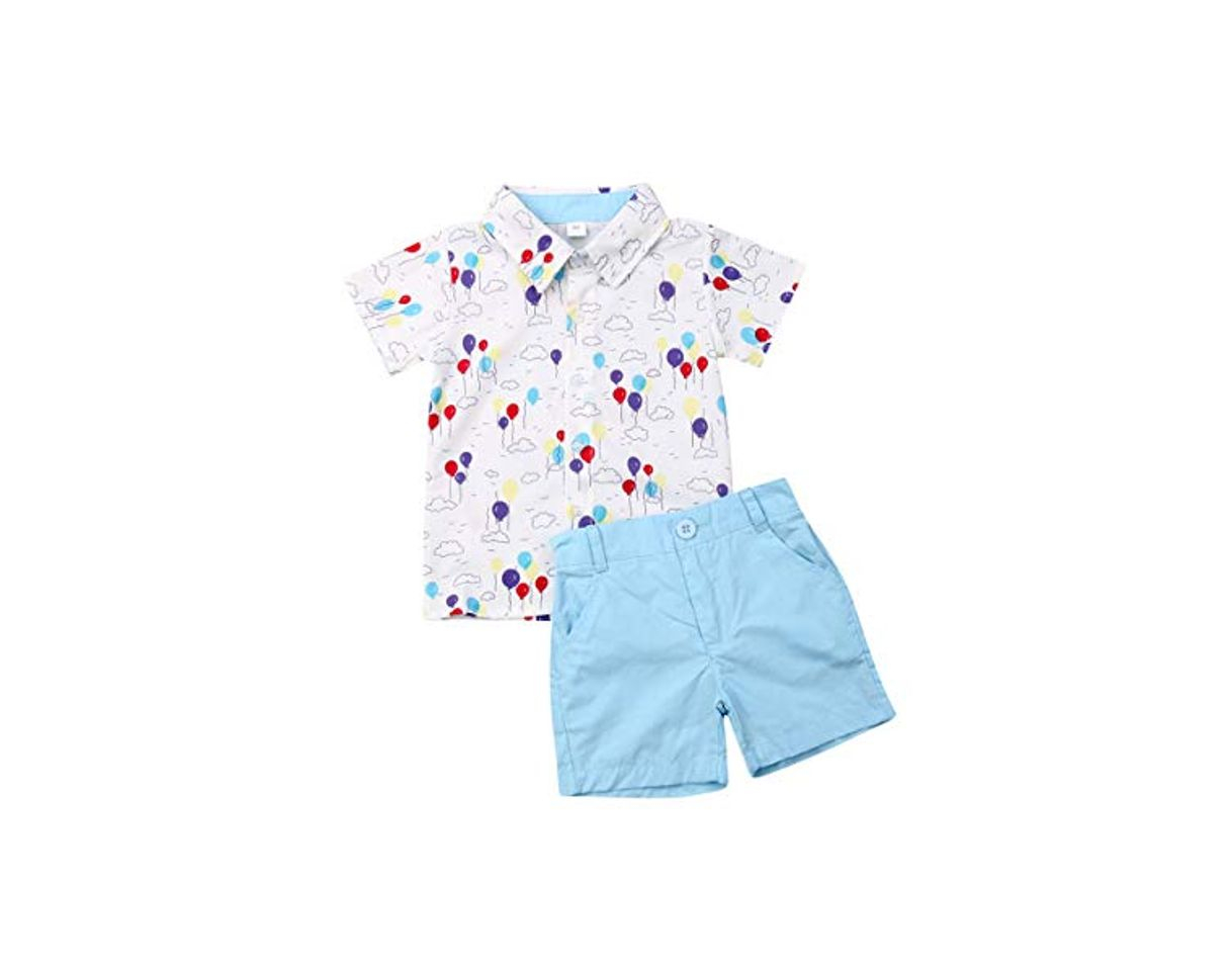 Moda Bebé Niño Traje de 2 Piezas Conjunto Top Camisa de Manga Corta