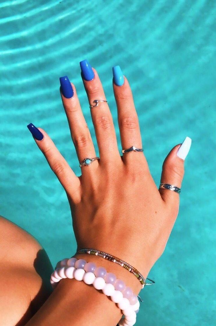 Moda Unhas degradê azul 💙