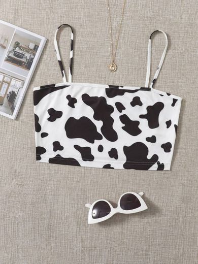 Cropped com estampa de vaca