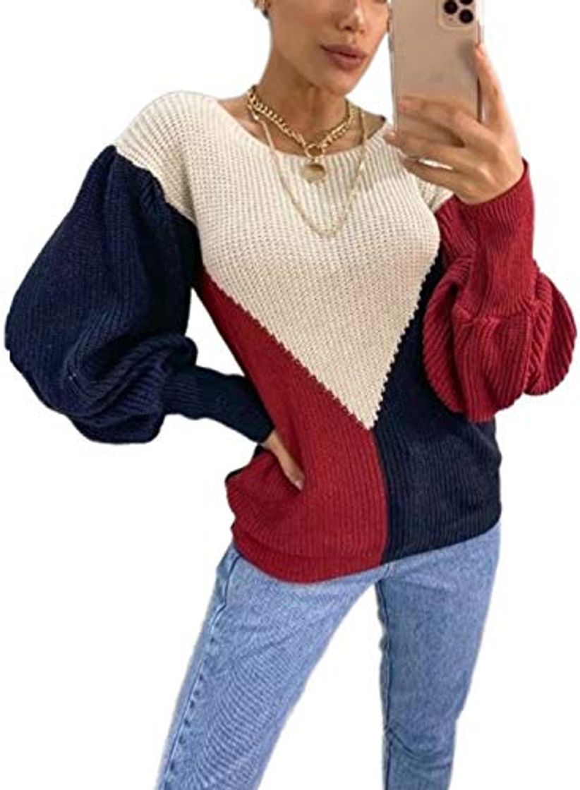 Moda Women Long Sleeve Tshirts Ladies Jumpers Baseball Tops Round Neck Striped Pullover Tricot Tricolor Manga Bufante Off Verde Água E Rosa