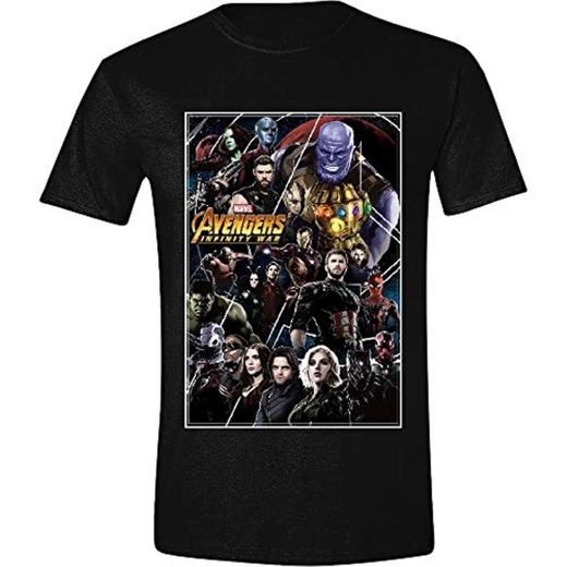 Marvel Camiseta Avengers para Hombre Infinity War Poster Collage Cotton Black