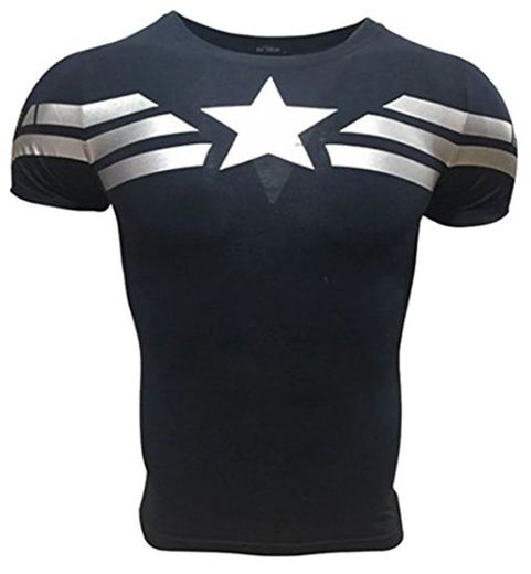 A. M. Sport Camiseta Fitness Compresion Hombre con Dibujos de Superheroes para