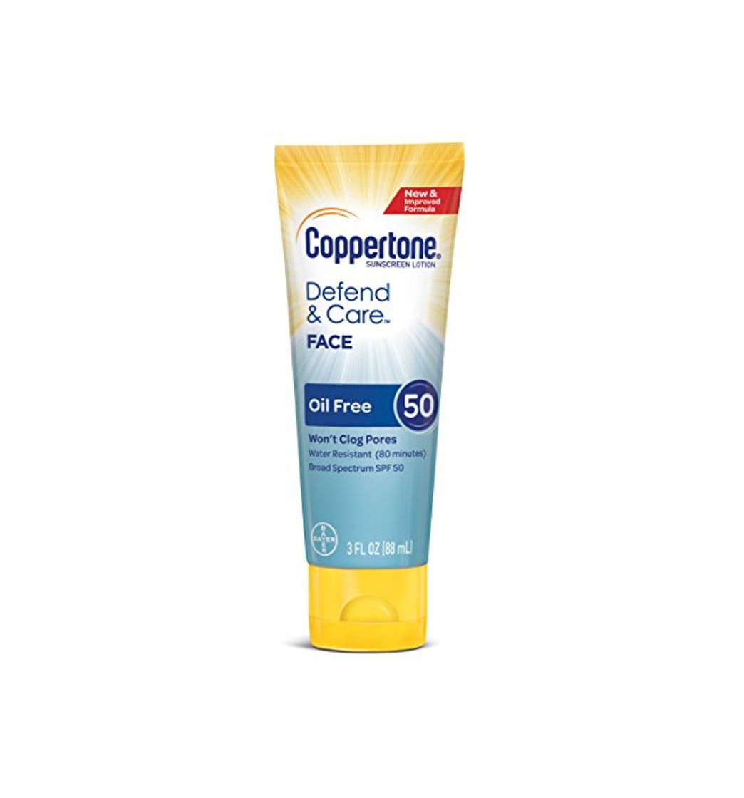 Products Coppertone Defend & Care Loción facial sin aceite para protección solar de