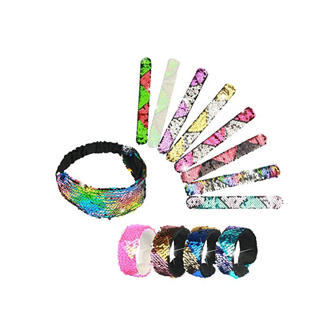 ZoomSky Lentejuelas Pulsera 12pcs Pulsera Siren Reversibles para niña de Fiesta de mágicas Pulseras de cumpleaño de Bolso Suministro