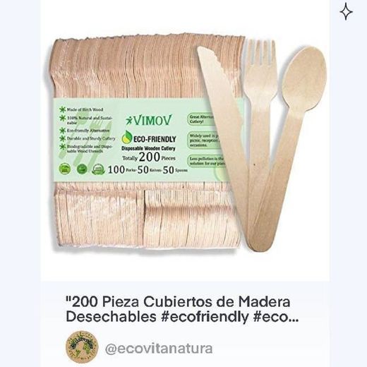 200 Pieza Cubiertos de Madera Desechables #ecofriendly 