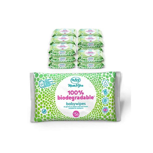 Mum & You Toallitas Húmedas Para Bebés 100% Biodegradables, Paquete De 18,