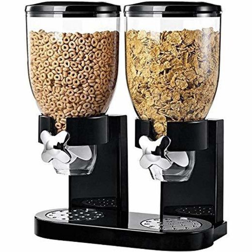 MediaWaveStore Dispensador de Cereales Doble contenedor 8 LT para Cereales Frutos Secos