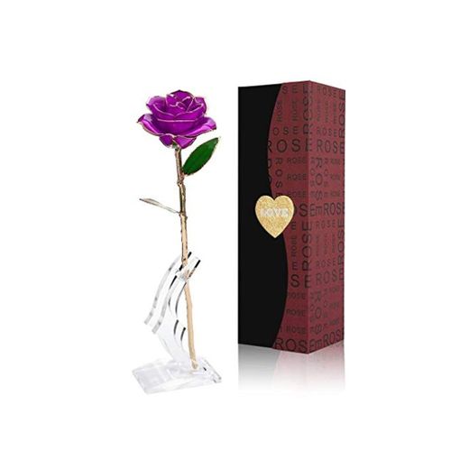 Gomyhom Rosa 24K, Rosa de Oro Chapada en Oro con Caja de