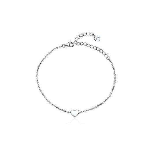 ChicSilver Pulseras Elegantes de Corazón Joyería de Amor Plata de Ley 925