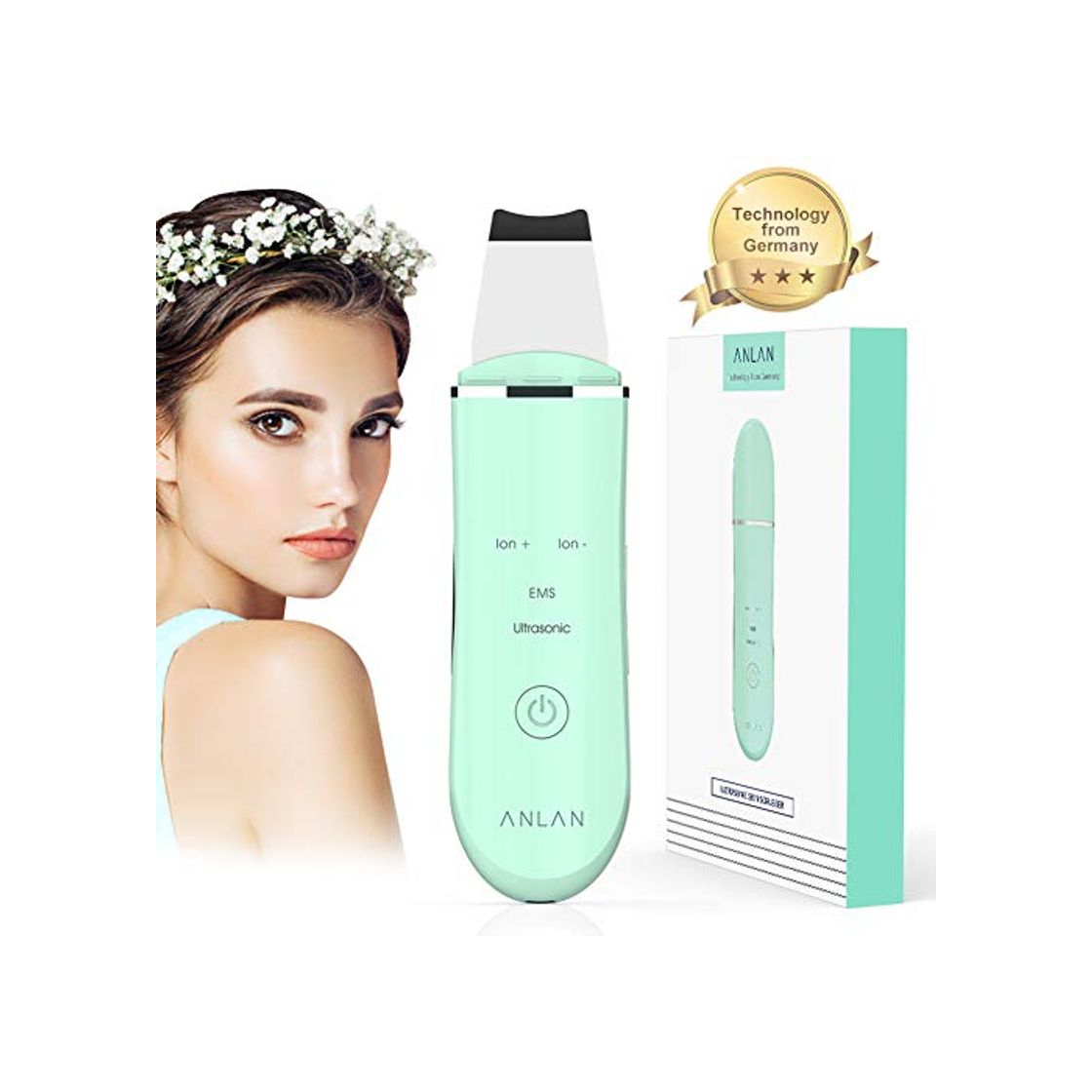 Product ANLAN Peeling Ultrasónico Facial Skin Scrubber Exfoliación Facial Ultrasónica Limpiador de Poros para Limpieza Facial y Cuidado Facial