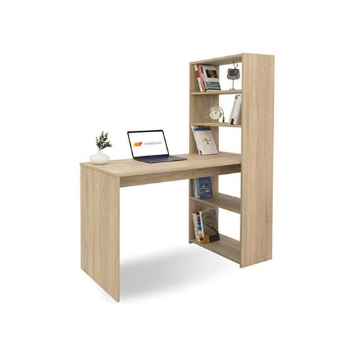 COMIFORT Escritorio con Estantería - Mesa de Estudio con Librería de Estructura