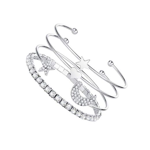 Regard L 4pcs Establecer la Pulsera Ajustable de/Cuff de la Luna en