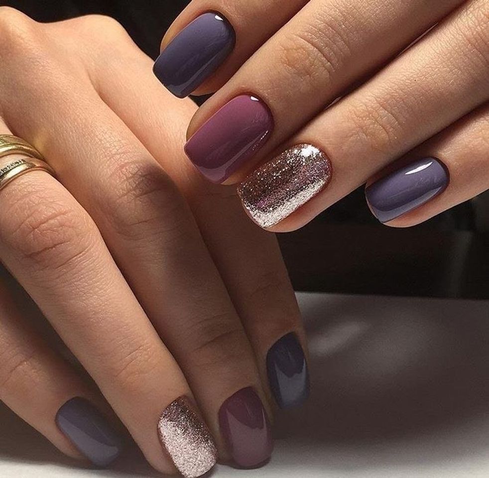 Fashion Unhas multicoloridas - tons de roxo 