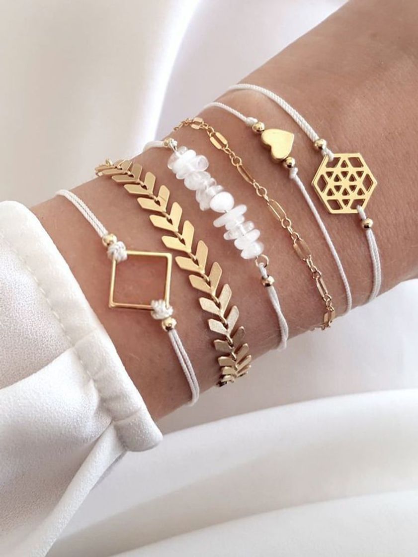 Fashion Square & Stone Detail bracelet set 6 pcs