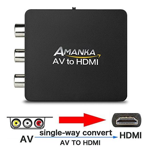 AMANKA Mini Conversor AV a HDMI Convertidor Compuesto RCA CVBS Transformar Señal