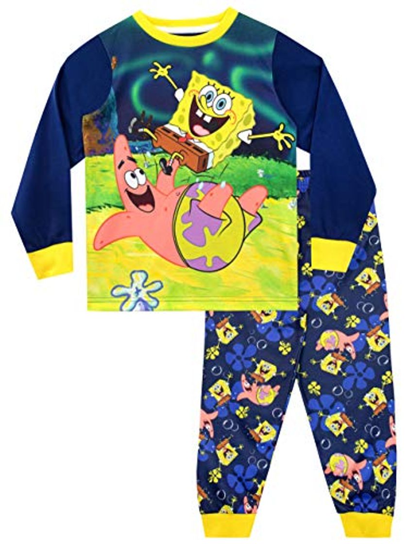Social Bob Esponja Pijamas de Manga Larga para niños Sponge Bob Squarepants Azul