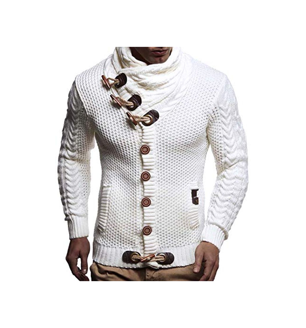 Moda Leif Nelson Hombres Chaqueta de Punto con Cuello Chal LN