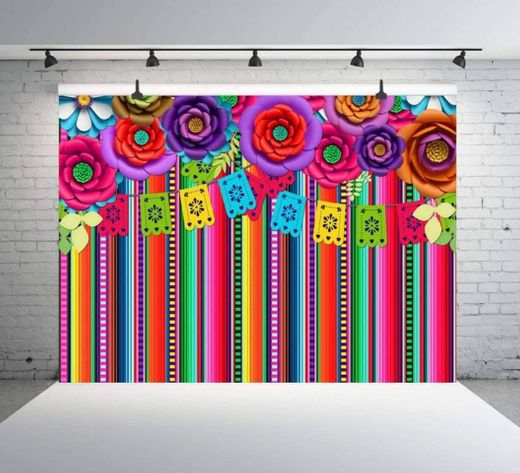 Fondo Mexicano de Rayas Coloridas para Fiesta temática Mexic