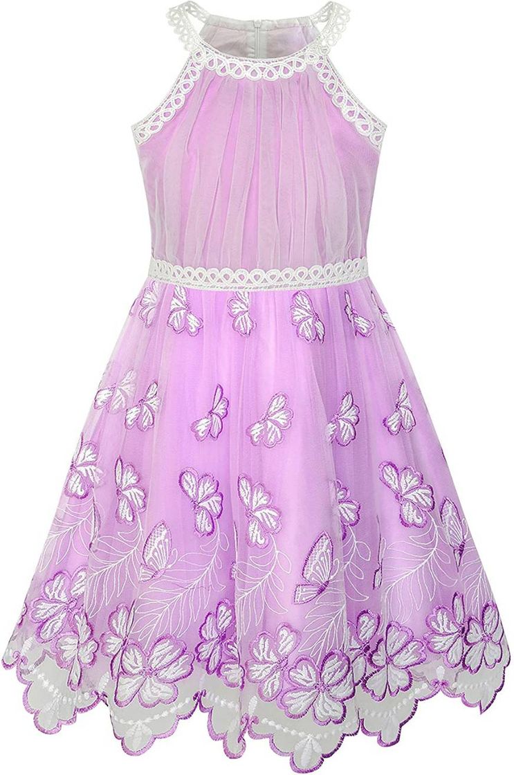 Moda Sunny Fashion Vestido para niña Turquesa Mariposa Bordado Ha